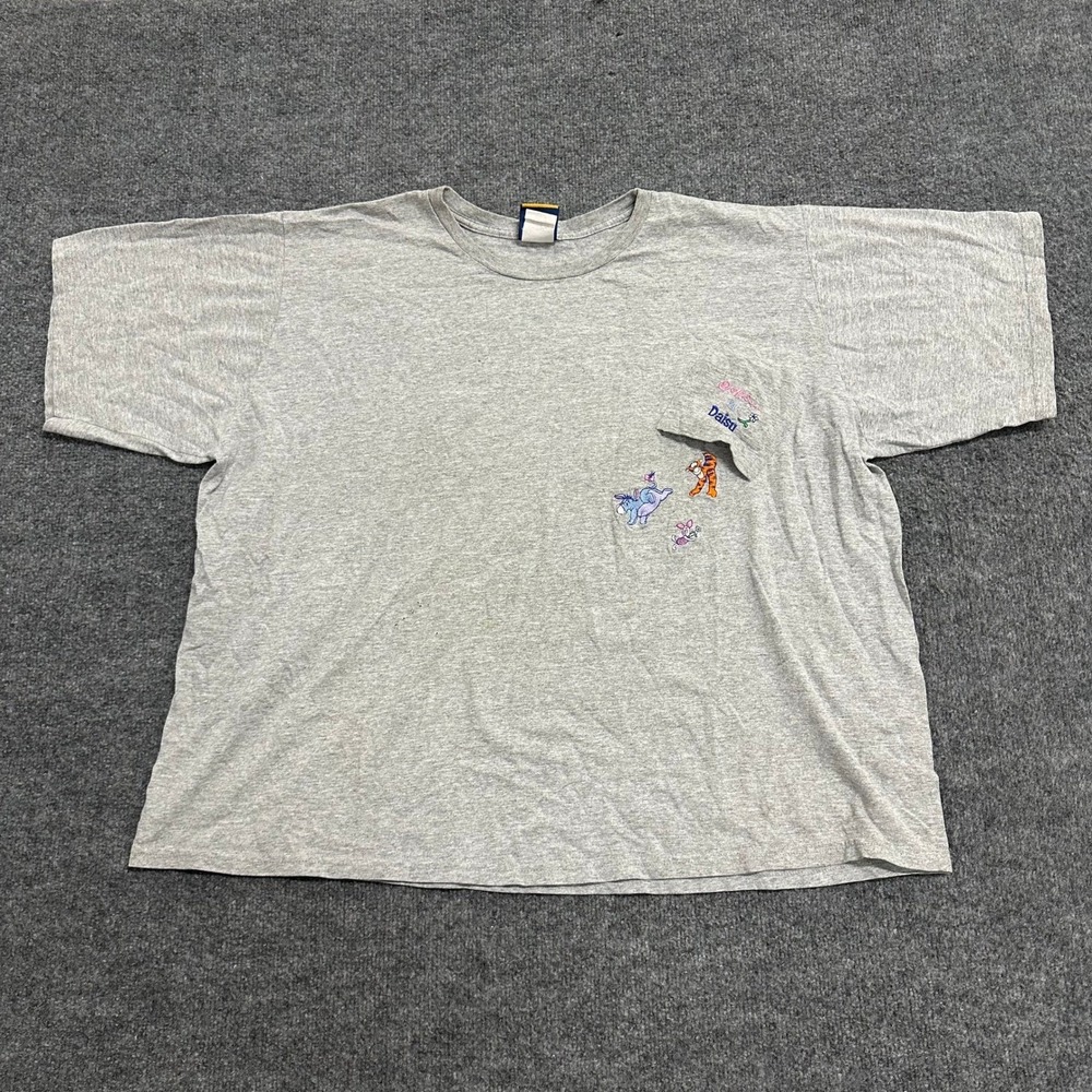 Disney Pooh T-Shirt Womens Size 22W/24W Heather Grey Embroidered Pocket Boxy Fit